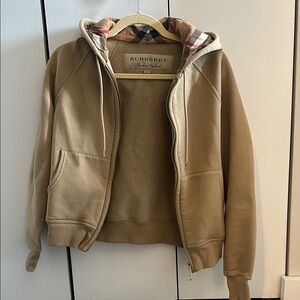 Burberry Beige Hoodie with Plaid Lining
